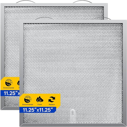 WA6500 QT20000 BPQTF B-roan Stove Hood Vent Filter 11.25"x11.25"x0.38" Aluminum Mesh Charcoal Combo Grease & Carbon Freshens Kitchen Air