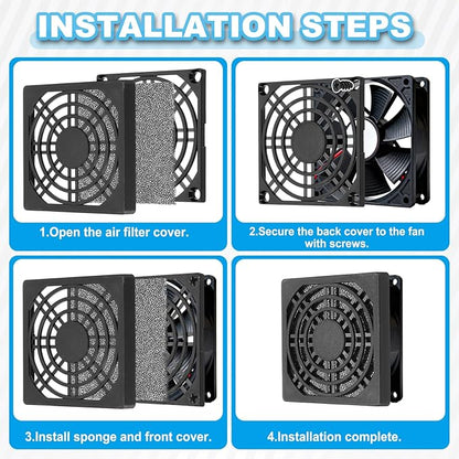 PATIKIL 200mm Fan Filter Grill, 6 Pcs Plastic Ventilation Dustproof Grill Cover Cooling Ventilator with Screws for Industry Workshop Computer Case Refrigerators Air Conditioning, Black