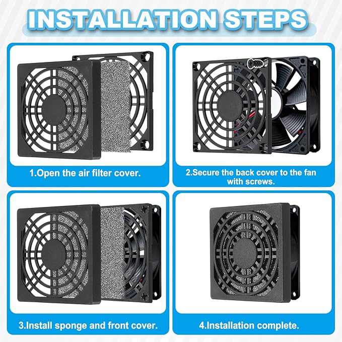 PATIKIL 200mm Fan Filter Grill, 3 Pcs Plastic Ventilation Dustproof Grill Cover Cooling Ventilator with Screws for Industry Workshop Computer Case Refrigerators Air Conditioning, Black