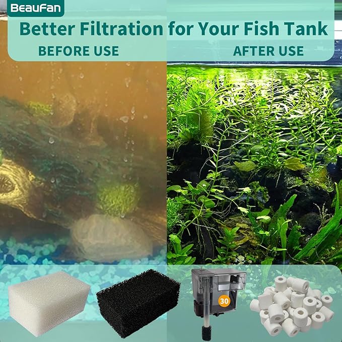 4 Set of Upgraded Three-Stage Filtration Tank Filter Maintenance Kit, Replacement for AquaClear 30/150 30-Gallon Aquarium