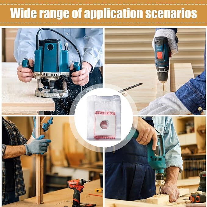 Electric Hammer Dust Bag – Drill Dust Sealr, Hole Saw Catcher | 100PCS Fine Particlle Trap for AC Installation, Wall Cut Dust Barrier Pouch, Compact Vacuum Collector Kit for Plasterboard Drilling Jobs