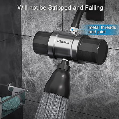 High Flow Shower Filter for Sensitive Skin and Hair with Metal Threads, Anti-Clogging Shower Head Filter, Reduces Chlorine, Scale, Chloramine, Sediments, and Odor