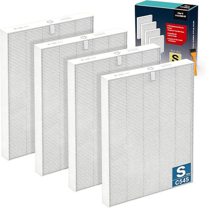 C545 True HEPA Replacement Filter S Compatible with Winix C545, Replace Part 1712-0096-00 and 2522-0058-00, 4 Pack H13 True HEPA Filter