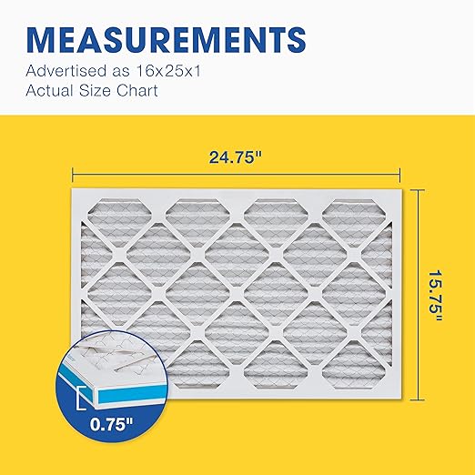 Aerostar 16x25x1 MERV 8 Air Filter, 4 Count, ACTUAL SIZE (15.75 x 24.75 x 0.75), HVAC, Air Conditioning & Furnace Filter Captures Dust, Lint & Pollen (MPR 600 / FPR 5), Made in USA