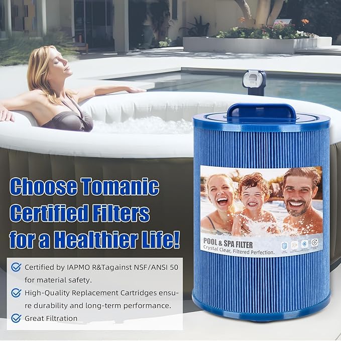 6CH-940 Spa Filter Replaces PWW50P3 Replacement Filter Filbur FC-0359, Aber Hot Tubs 03FIL1400, Waterway 817-0050 PWW50-Certified with NSF50 for Material Safety, 50 Sq.ft 2Pack