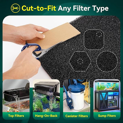Borlech Aquarium Bio Filter Sponge Pad - Cut-to-Size Aquarium Filter Media for Fish Tank, Pond, Sump - Mechanical & Biological Filtration (18.5"x18.5"x0.8", 35PPI, 2 Pack)
