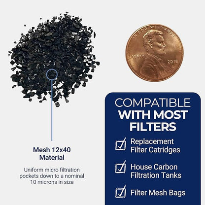 IPW Industries Bulk Activated Carbon - Coconut Shell Granular Activated Charcoal (GAC) for Water Filtration - Replacement Media for Pre and Post Carbon Water Filters (3 lbs)