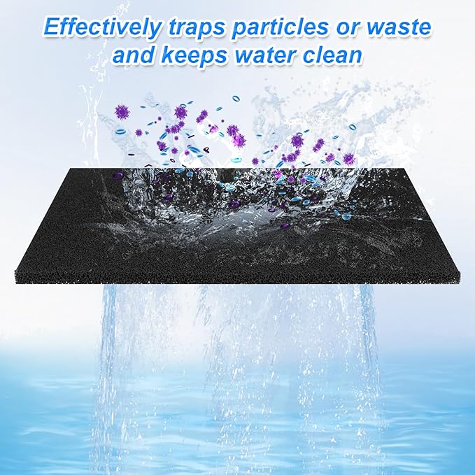 2 Pack Aquarium Bio Sponge Filter Pad, 40 PPI Fish Tank Filter Foam Sponges Filter Media Foam Sponges Cut-to-Size Foams for Fish Tank Ponds (9" x 9" x 0.5")