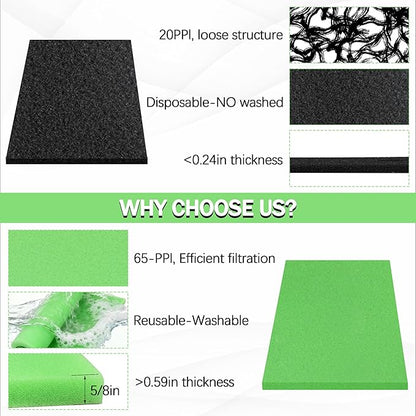 Motorcycle Air Filter Foam - BF-1 BF1 12" X 16" X 5/8" 65-PPI Green Fine Filter Foam, for Most Motorcycle ATV Scooters Dirt Bike UTV