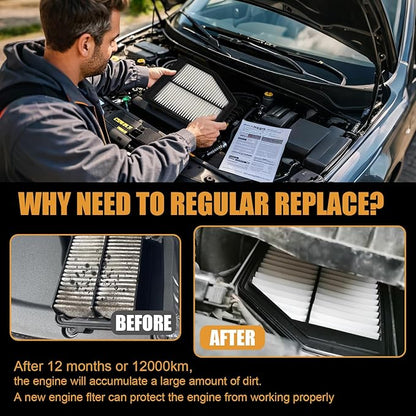 Engine Air Filter 17220-R1A-A01 Replacement Compatible with Honda/Acura Civic 1.8L (2012-2015), ILX Base 2.0L (2013-2015)