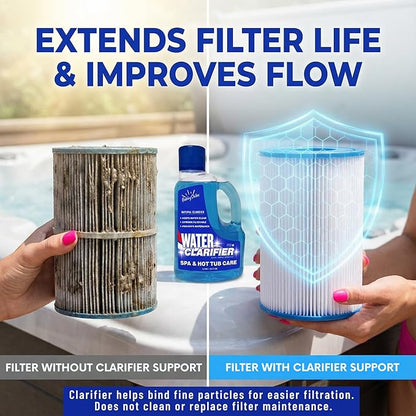 3-in-1 Hot Tub Water Clarifier – Hot Tub Chemicals, pH Neutral Formula, Chlorine/Bromine/Salt Compatible, Extends Filter Life + Waterline Control, 3 Liter (101.5 fl oz)