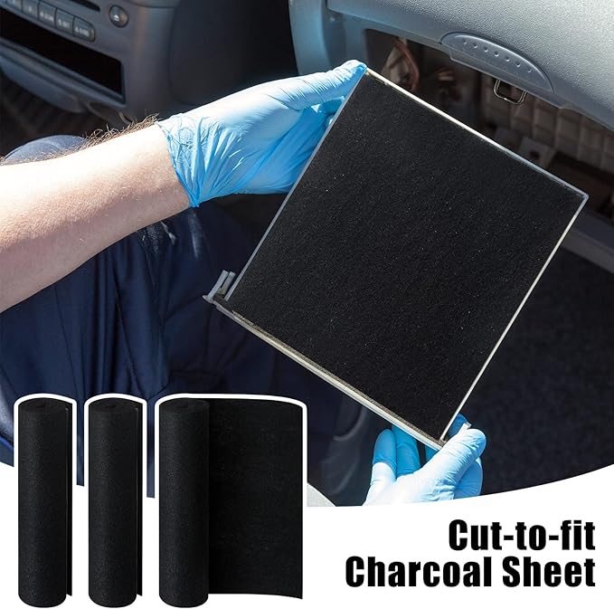 3 Pack Cut to Fit Carbon Pad Pre Filter Roll 16'' x 48'' with 3 Roll 126'' Tape for Air Purifiers Furnace Filters and AirConditioner Filters Cut to Fit Carbon Pad Removing Odor VOC