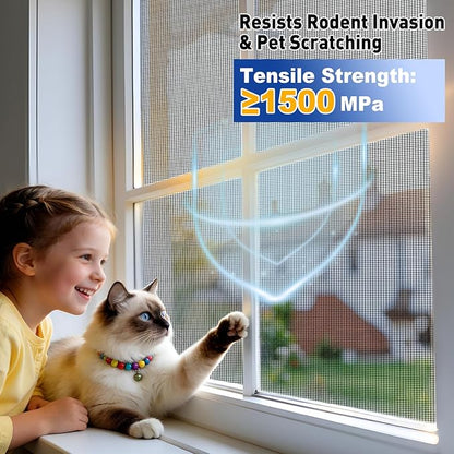 MAGZO 304 Stainless Steel Mesh Screen Roll 35in x 10ft - 22 Mesh Pet Proof Metal Window Screen Replacement, Screen Door Mesh for Patio,Porch,Pet,Cage,Vent Cover,Filter,Gutter Guard,Rodent Protection