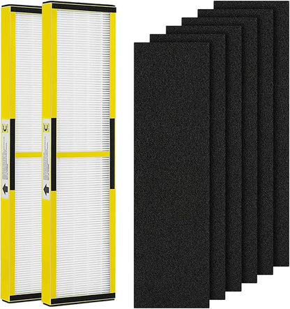 2 Pack FLT5000 HEPA Replacement Filt-er C with 6 Pack Activated Carbon for G-Guardian AC5250PT AC5000 AC5000E AC5300B AC5350B AC5350BCA AC5350W CDAP5500