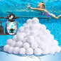 QwayHome 4.6 lbs Pool Filter Balls, Reusable Filter Sand Balls for Above Ground Pool Sand Pump, Pool Filter Sand Alternative, Eco-Friendly Fiber Filter Balls, Replace 165 lbs Filter Sand, White