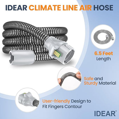 Improved Version Climate Line Air Hose & Water Chamber Compatible with Airsense 10 and Aircurve 10 Only, Comes with 44 PCS CPAP Filters - IDEAR Reusable CPAP Supplies Replacement Great-Value Bundle