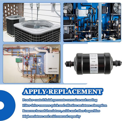BOJACK Single Flow Refrigerant Filter Dryer Liquid Line SDML-083S 3/8" Sweat Filter Dryer for Refrigeration for HFC CFC HCFC Straight Cool Air Conditioners from 1 to 5 Tons