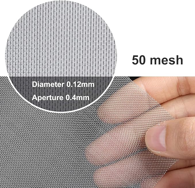 304 Stainless Steel Woven Mesh Panel, 50 Mesh 0.4mm Rustproof Metal Screen for Window Air Filters, Ventilation Covers, Animal Enclosures and Garden Barriers