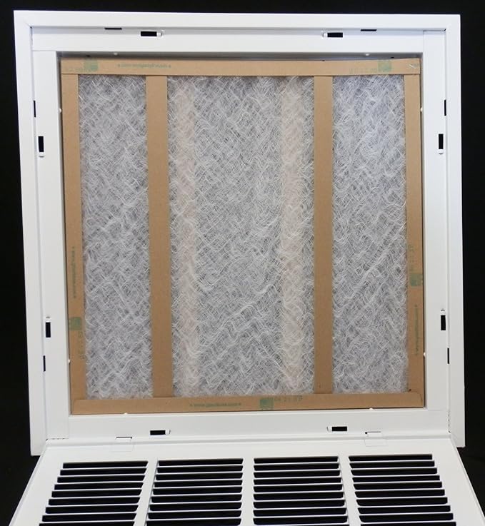12" X 20" Steel Return Air Filter Grille for 1" Filter - Easy Plastic Tabs for Removable Face/Door - HVAC Duct Cover - Flat Stamped Face -White [Outer Dimensions: 13.75w X 21.75h]