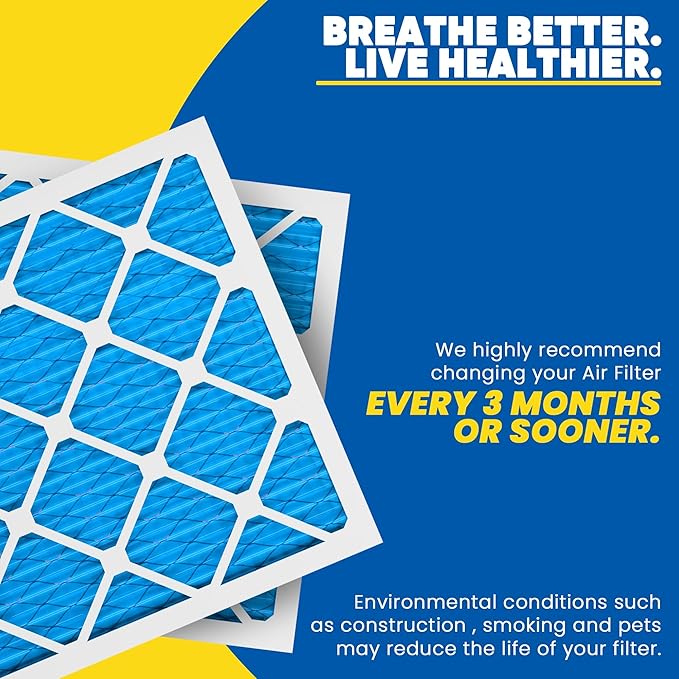 Maycold 10x20x1 MERV 11 Furnace Air Filter (6-Pack), High-Performance HVAC AC Filters for Home Use, Actual Size: 9.70” x 19.70” x 0.75”, Individually Wrapped in Plastic
