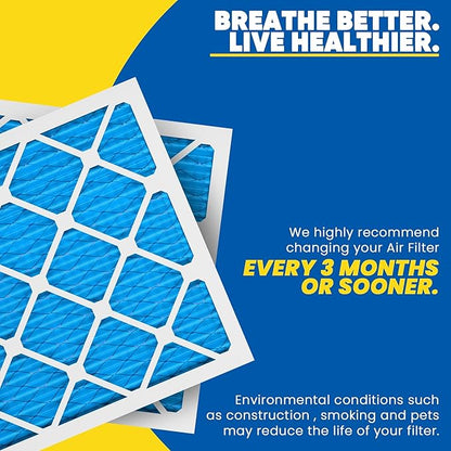 Maycold 10x20x1 MERV 11 Furnace Air Filter (6-Pack), High-Performance HVAC AC Filters for Home Use, Actual Size: 9.70” x 19.70” x 0.75”, Individually Wrapped in Plastic