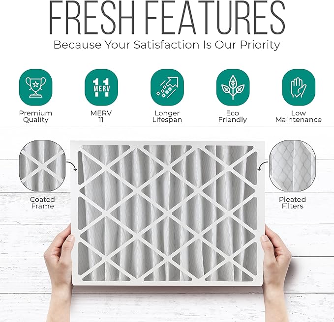 16x20x4 AC Furnace Air Filter Replacement - FC100A1003 HVAC Furnace Filters Merv 11 Filter Media, AC Filter with Homequip Disposal Bag, 2-Pack (Actual Size: 15.94 x 19.75 x 4.38 Inches)