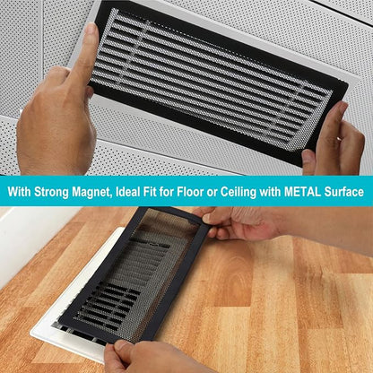 Magnetic Floor Register Vent Covers, 5.5 x 12 Inch Air Vent Filter Mesh, Sticky Magnet PVC Vent Screen Net for Wall Ceiling Floor Catches Toys Snacks Pet Hair and Pet Food 4 Pack