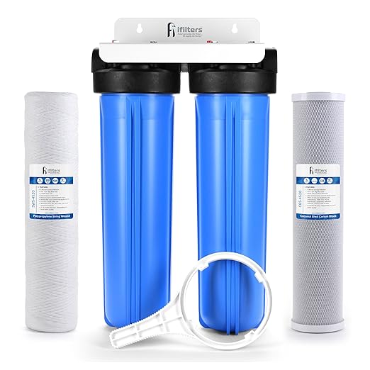 Whole House Filtration System 20" Dual Stage Commercial Grade Sediment Chlorine Taste Odor VOCs 1" Port