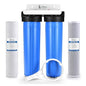 Whole House Filtration System 20" Dual Stage Commercial Grade Sediment Chlorine Taste Odor VOCs 1" Port