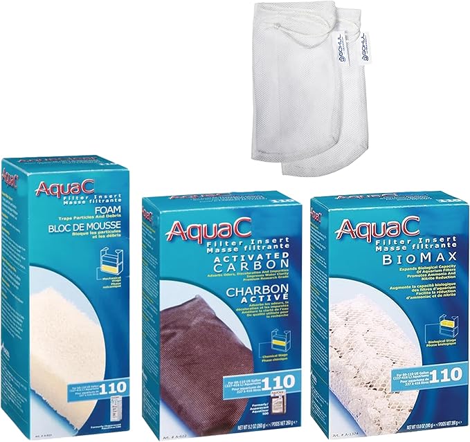 AquaClear 110 HOB Maintenance & Replacement Filter Media Kit, Including Gokul Brands Mesh Bags(AquaClear Activated Carbon, BioMax Media, 110 Foam Insert)