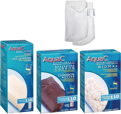 AquaClear 110 HOB Maintenance & Replacement Filter Media Kit, Including Gokul Brands Mesh Bags(AquaClear Activated Carbon, BioMax Media, 110 Foam Insert)