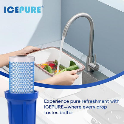 ICEPURE 5 Micron 20" x 4.5" Whole House Upgraded Activated Carbon Water Filter, 20-Inch Enhanced Lead Removal Water Filter Cartridge, Compatible with FC25B, EPM-20BB, CB-BB-20, CTO20BB-CQB, 1 PACK