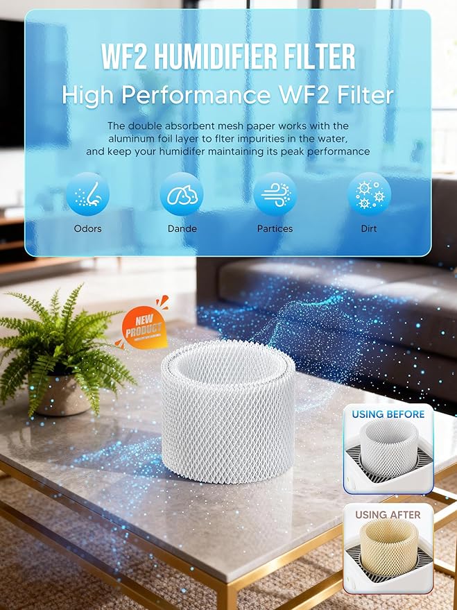 WF2 Humidifier Filter Replacement for Vicks V3500 V3100 V3600 V3900 V3700 VEV320 & Kaz 3020 Cool Mist Humidifiers Pack of 4