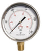 4" Oil Filled Pressure Gauge - Stainless Steel Case, Brass, 1/2" NPT, Lower Mount Connection, 0-1500PSI