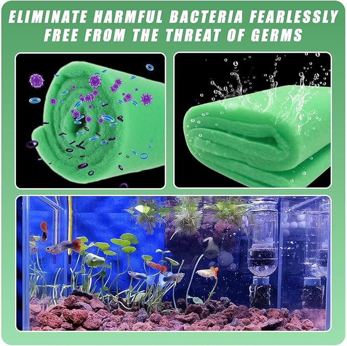 2PC Aquarium Filter Floss - 12" x 78" (6.5ft per roll) - Total 13ft - 1" Thick Premium Polyester Filter Pad for Fish Tank - Mechanical Filtration, Crystal Clear Water, Fits Most Filters(13ft)
