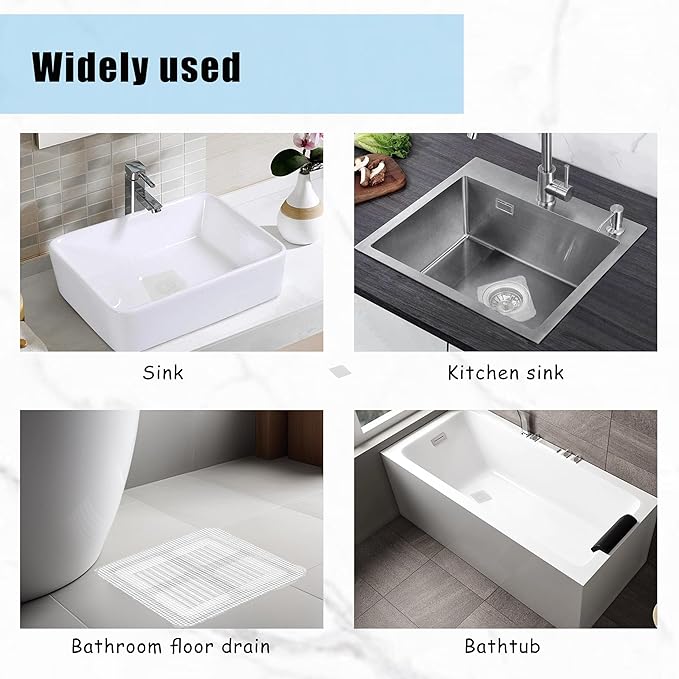 6 PCS Silicone Shower Drain Cover with 50 Pack Floor Drain Filter Screen Sticker – Anti-Blocking Anti-Insect Drain Strainers for Bathroom Sink, Bathtub, Kitchen & Bath Fixtures
