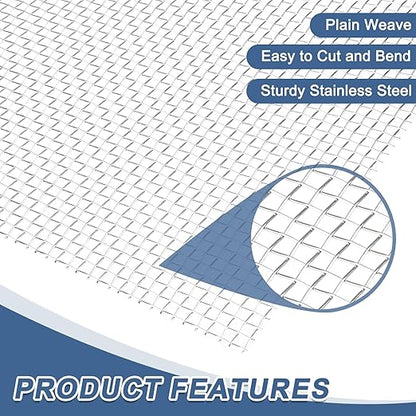 uxcell 5 Mesh 118" x 12" Woven Wire Mesh, 304 Stainless Steel Air Vent Filter Screen, Window Screen Mesh for DIY Projects Vents Cover Filtration Animals Fence