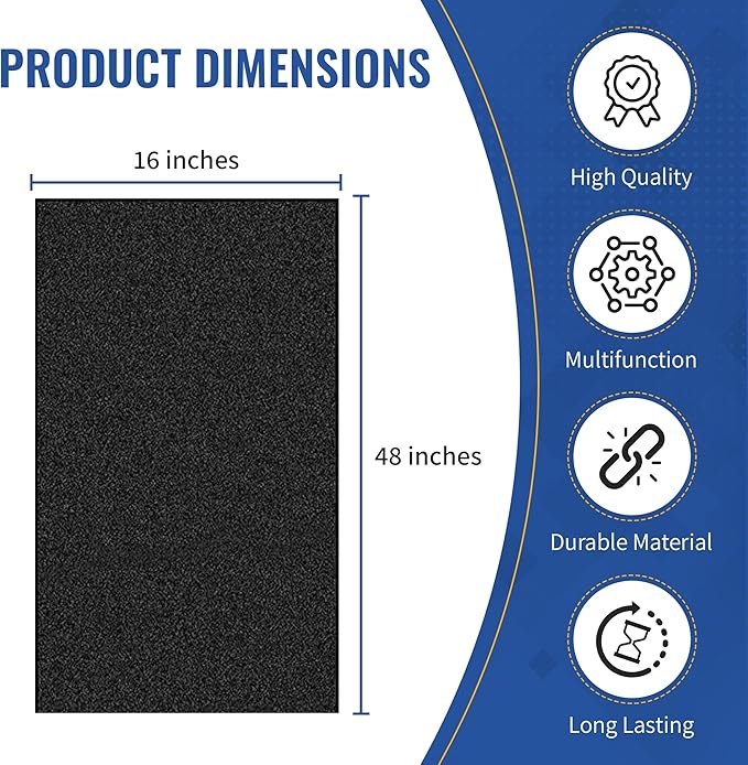 CFS Pack of 2, Universal Cut to Fit Carbon Pre-Filter Pad Roll for Air Purifiers, Range Hood, Furnace Filters & Conditioner Fresh Indoor Air Charcoal Filter Sheet 16"x48"