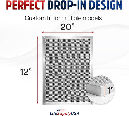 12x20x1 Electrostatic Air Filter, MERV 8, Washable, Reusable Furnace AC/HVAC Filter, Energy Saving, Easy to Clean, Long-Lasting by LifeSupplyUSA