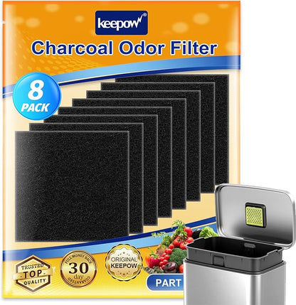 KEEPOW 8 Pack Trash Can Deodorizer Compatible with EKO Trash Can, Activated Charcoal Odor Absorber for Trash Can and Compost Bin, Garbage Can Deodorizer for Indoor Kitchen Compost Bucket (Square)