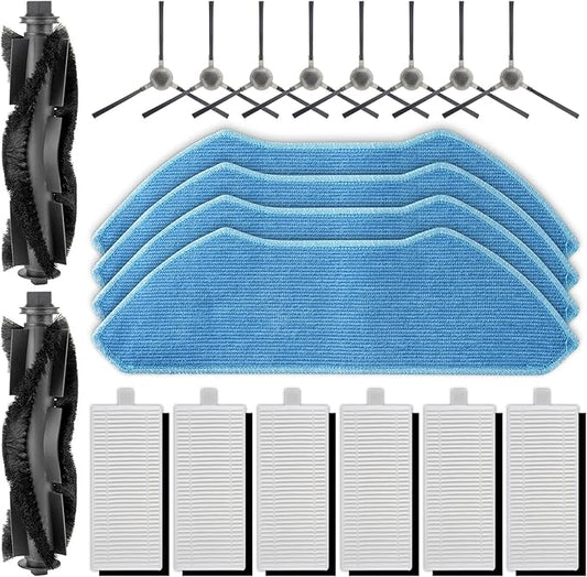 (20 Pack) M1 Replacement Parts Compatible with Lefant M1 Robot Vacuum Cleaner, 2 Roller Brushes, 8 Side Brushes, 6 HEPA Filters, 4 Mop Pads, Accessories Kit