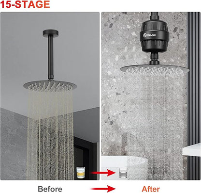 HarJue 15 Stage Shower Filter Replacement Cartridge, Universal High Output Shower Filter for Hard Water Remove Chlorine and Harmful Substances, Body Caring, 4 Pack