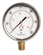 4" Oil Filled Pressure Gauge - Stainless Steel Case, Brass, 1/2" NPT, Lower Mount Connection, 0-600PSI