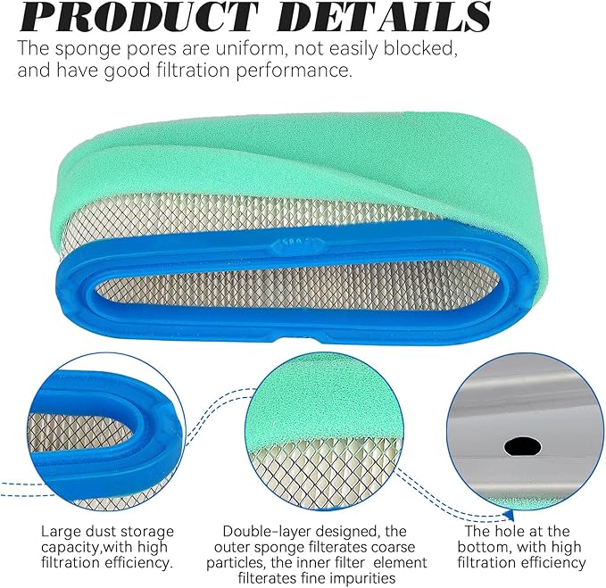 493910 691667 Air Filter for B&S 493910 691667 4166 5075 5075H 5075K 28A702 28B702 28B707 8.5 HP 10.5 HP 11.5 HP Vertical Engine Enginees Fit for Cub Cadet Toro Lawn Mower