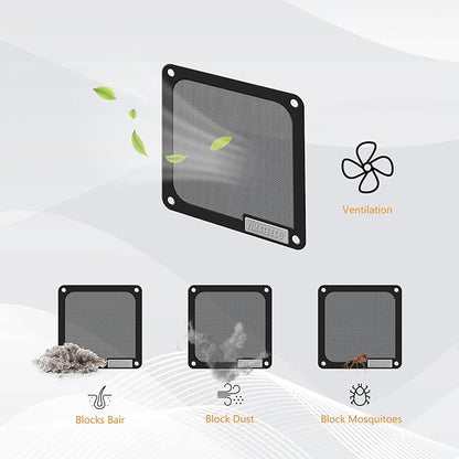 140mm PC Dust Filter for Computer Cooler Fan/PSU/Routers PVC 50 Mesh, Magnetic Dust Mesh Computer Fan Filter Grills with Screws Dustproof Case Cover (PVC V4.0, 140 * 140mm, 5pcs, Black)