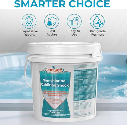 Non-Chlorine Spa Shock for Hot Tub, Chlorine-Free Shock Treatment for Hot Tubs, Spas and Swimming Pools, Quick Dissolving, Fast Acting Oxidizing Shock for Crystal Clear Water- 5lbs*4 Packs