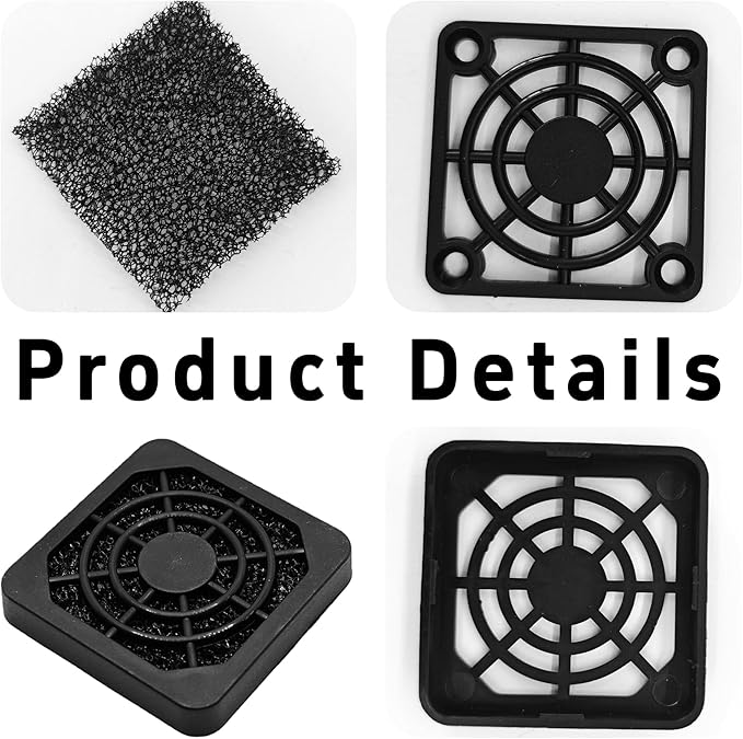 8Pcs 40mm Cooling Fan Filter, Plastic Dustproof Mesh Cover for PC Computer Case, Effective Dust Protection, Easy Installation, Reusable Filter Grill Black