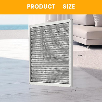 16x20x1 HVAC Furnace Air Filter, Lasts a Lifetime, Washable, Merv 8, the Last HVAC Filter You Will Ever Buy, Breathe Safely at Home or in the Office,Actual Size:15.5x19.5x0.82 Inch)