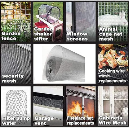 KISKIS 304 Stainless Steel Woven Wire Mesh, Wire Mesh Window Screen Mesh, Prevent Mouse Mice Snakes Hornets Rodents Entering,Easy to Cut and Install,120X300CM47X118INCH