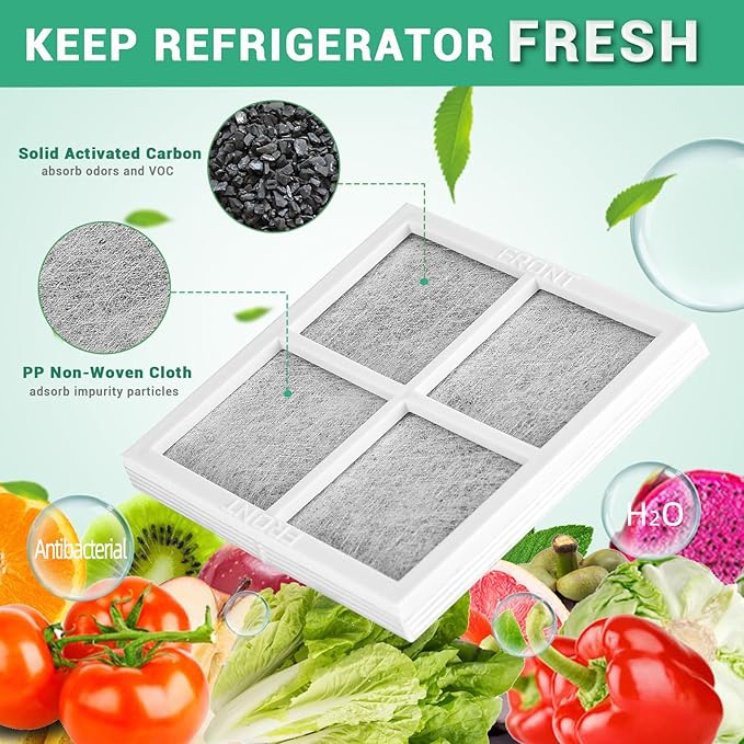 Barkior 6-Pack Refrigerator Air Filter Replacement for LG LT120F & Kenmore 46-9918 – Extra Thick Carbon, Up to 12+ Months Freshness, Fast Odor & VOC Removal, Easy Install